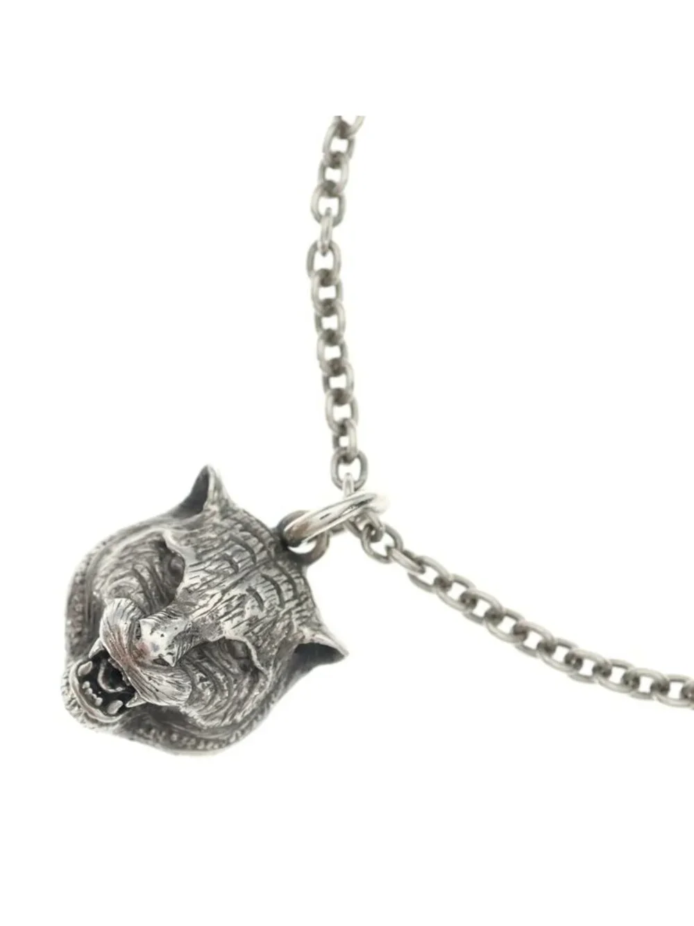 Gucci Tiger Head Necklace Silver